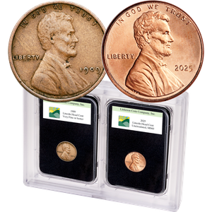 1909 & 2025 Lincoln Head Cent in Deluxe Holders Main Image