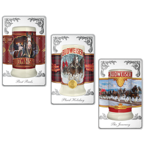 Budweiser White Brass Stein Bar Set Main Image