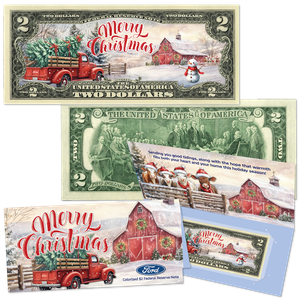 Ford Colorized Holiday $2 Note Main Image