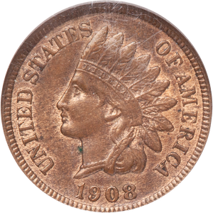 1908-S Indian Head Cent, Variety 3, Bronze, Brown Main Image