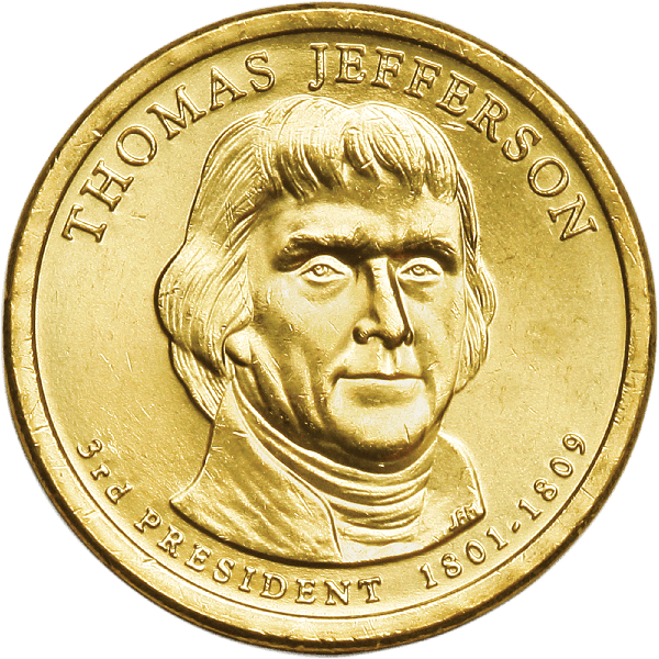 2007 Thomas Jefferson Presidential dollar design