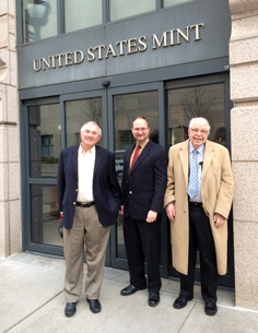 [photo: With Dennis Tucker of Whitman Publishing (center) and fellow dealer Q. David Bowers (right) at the Denver Mint]