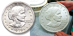 [photo: Plaster of 1979 Susan B. Anthony dollar]