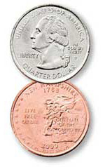 New Hampsire quarter with clad layer missing