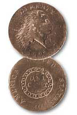 [photo: early coin design attributed to Henry Voight]