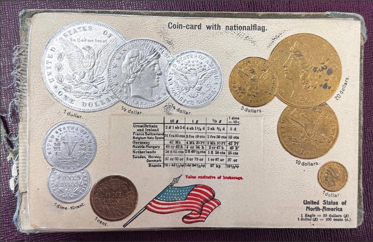 1908 postcard album: USA card