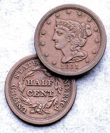 1851 Braided Hair Half Cent