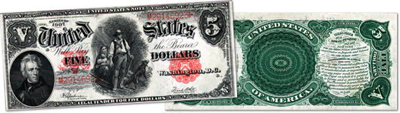 $5 Legal Tender Woodchopper Note - Series 1875