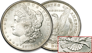 1878 Morgan Dollar, 8 Tail Feathers Reverse