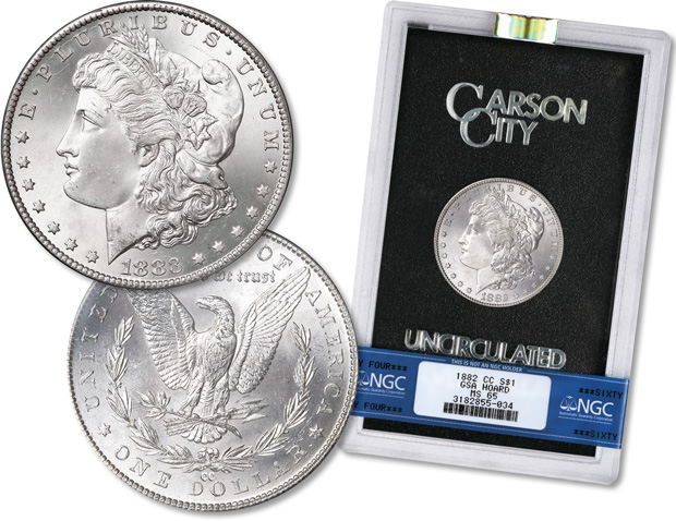 Morgan silver dollar in GSA holder