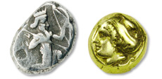 Lydia Silver Drachm, 480-460 B.C.; Electrum 1/8 Stater from Phokaia, 480-400 B.C.